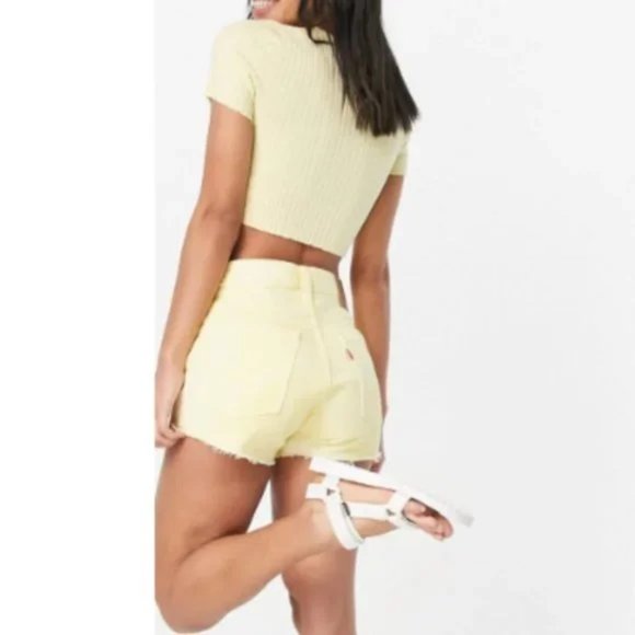 Levi's Women’s 501 Original High-Rise Jean Denim Shorts Yellow Tie-Dye Size 29 - Picture 2 of 12